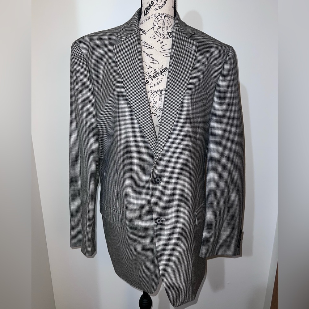 Lauren Ralph Lauren Silk & Wool Blend Houndstooth Sport Coat Blazer/42L